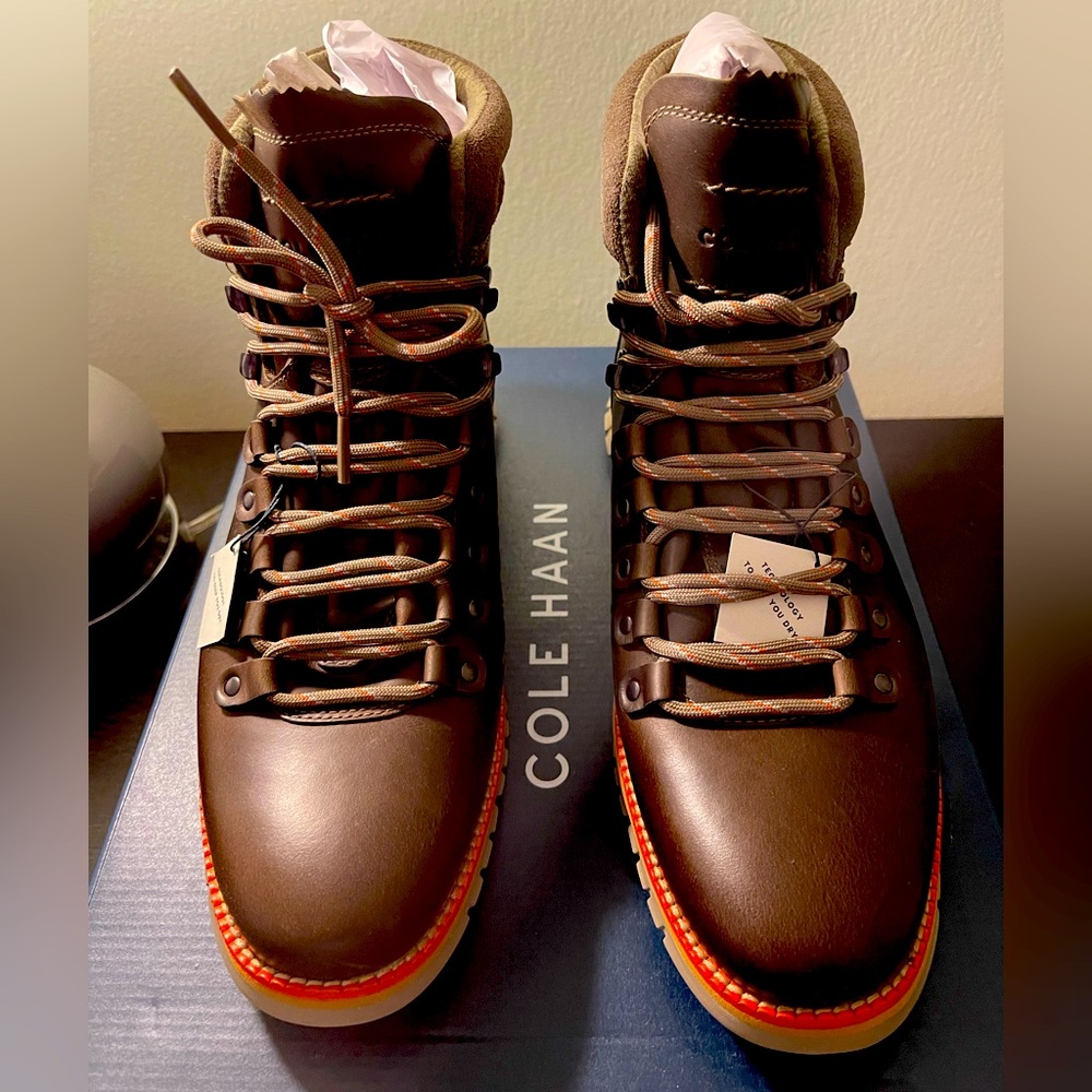 Men Cole Haan ZeroGrand Waterproof Hiker Boot Leather Brown C38228 S